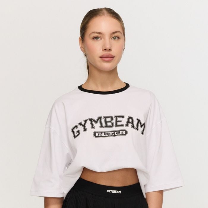 Varsity Oversized T-Shirt für Frauen in White - GymBeam XL