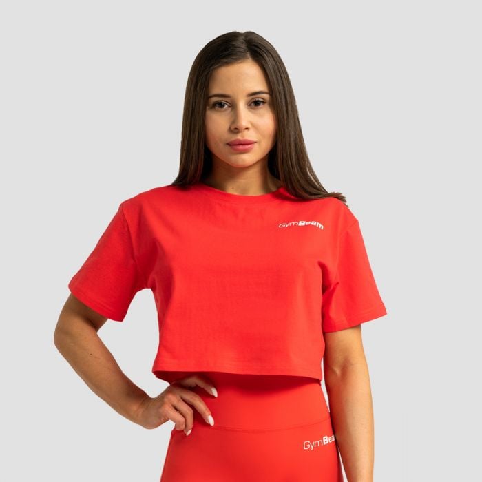 Limitless Cropped T-Shirt für Frauen Hot Red - GymBeam XS