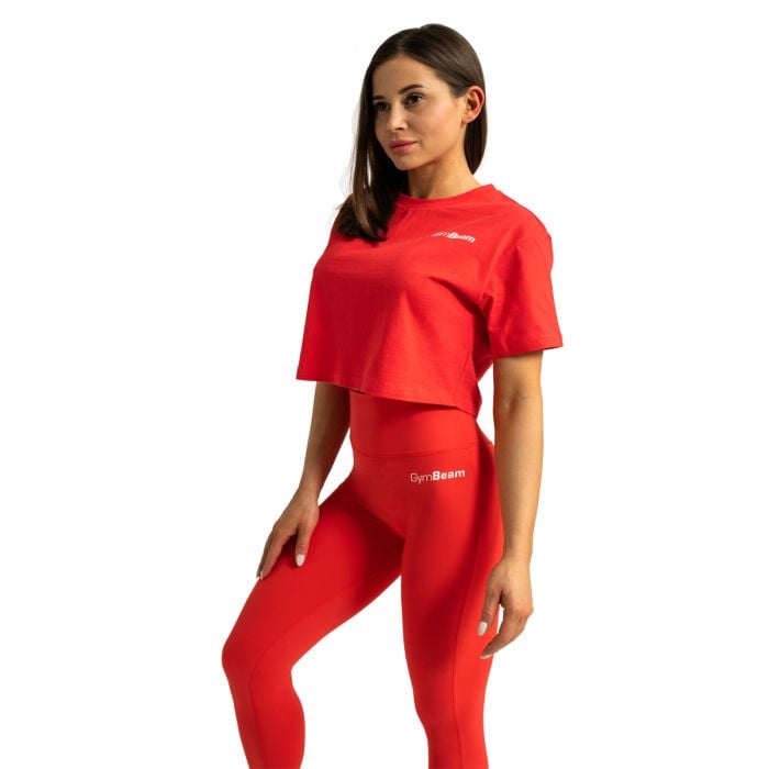 Limitless Cropped T-Shirt für Frauen Hot Red - GymBeam XS