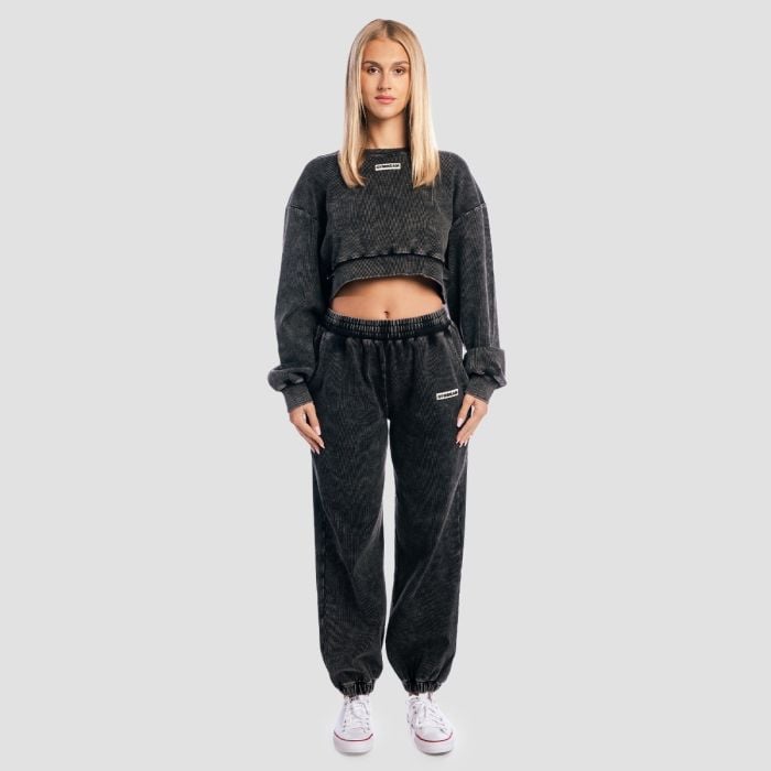 Women‘s Aura Cropped Sweatshirt Washed Black - GymBeam S