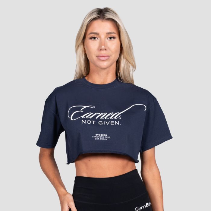 Earned Cropped T-Shirt für Frauen in Midnight - GymBeam L