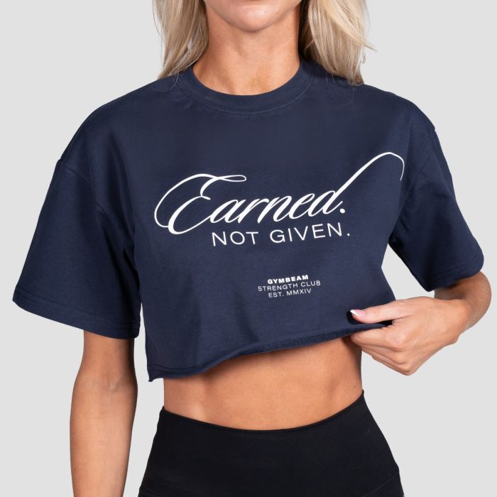 Earned Cropped T-Shirt für Frauen in Midnight - GymBeam L