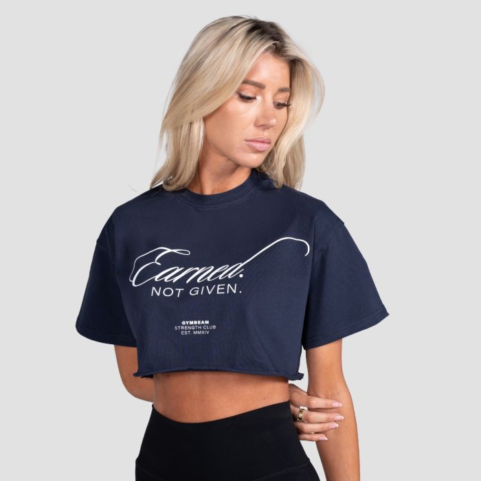 Earned Cropped T-Shirt für Frauen in Midnight - GymBeam L