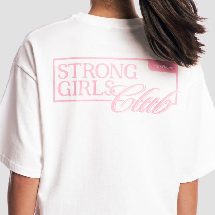 Women‘s Girls Club Boxy T-shirt White - GymBeam L