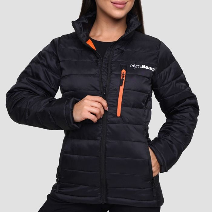 Steppjacke für Frauen in Black/Orange - GymBeam XL