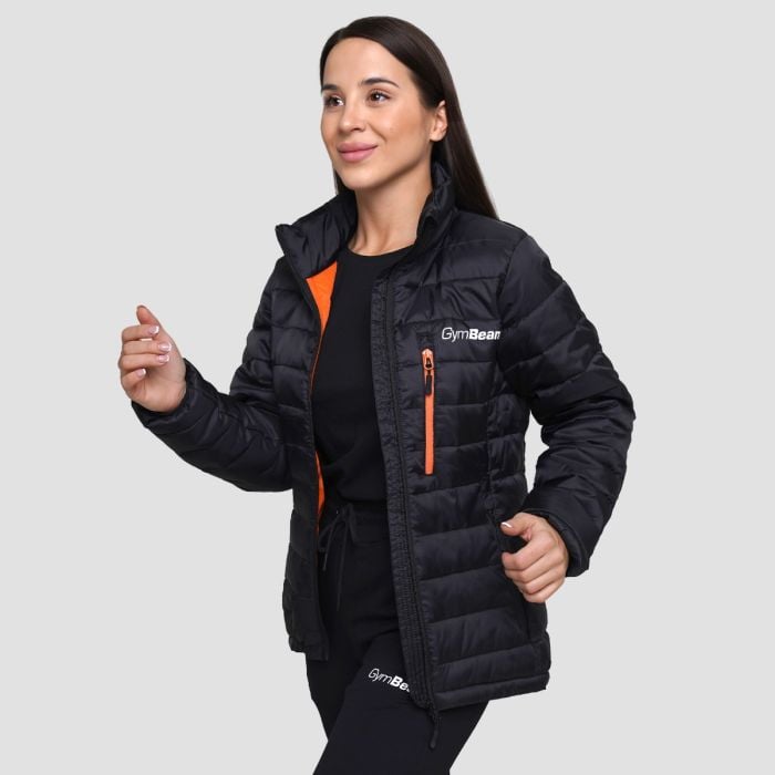Steppjacke für Frauen in Black/Orange - GymBeam XL