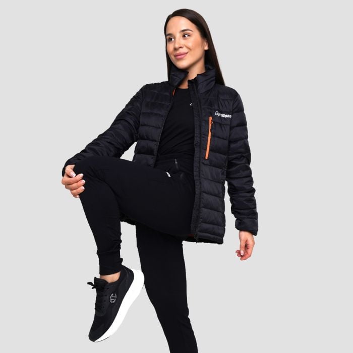 Steppjacke für Frauen in Black/Orange - GymBeam XL