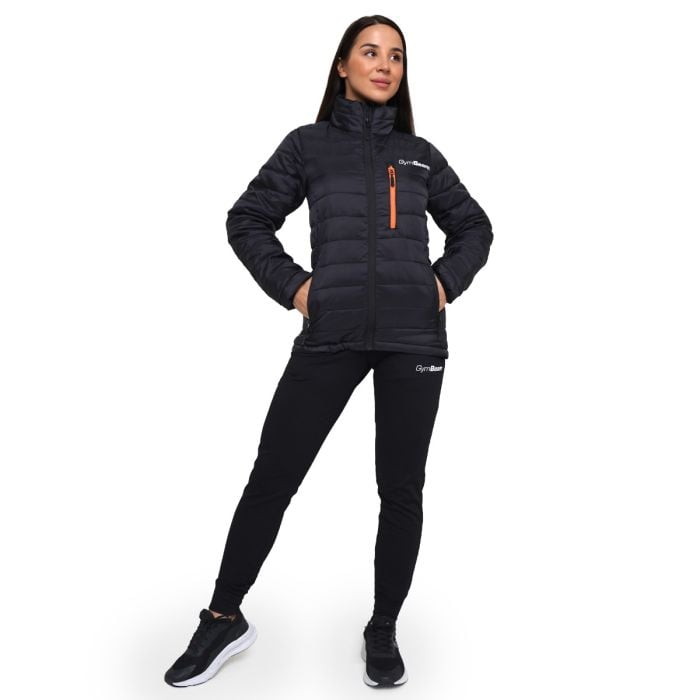 Steppjacke für Frauen in Black/Orange - GymBeam XL
