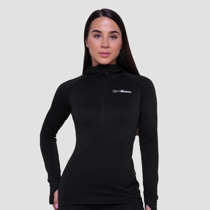 Pulse Lauf-Sweatshirt für Frauen mit halbem Reißverschluss in Black - GymBeam M
