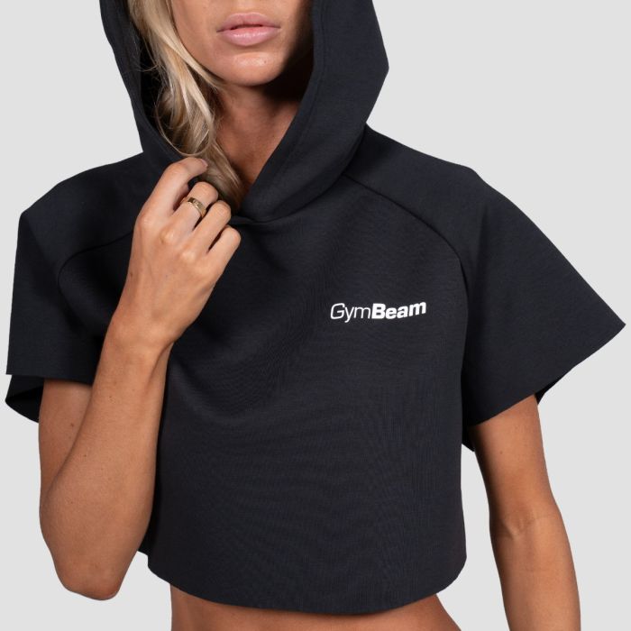 Women‘s Relay Cropped Hoodie Black - GymBeam L