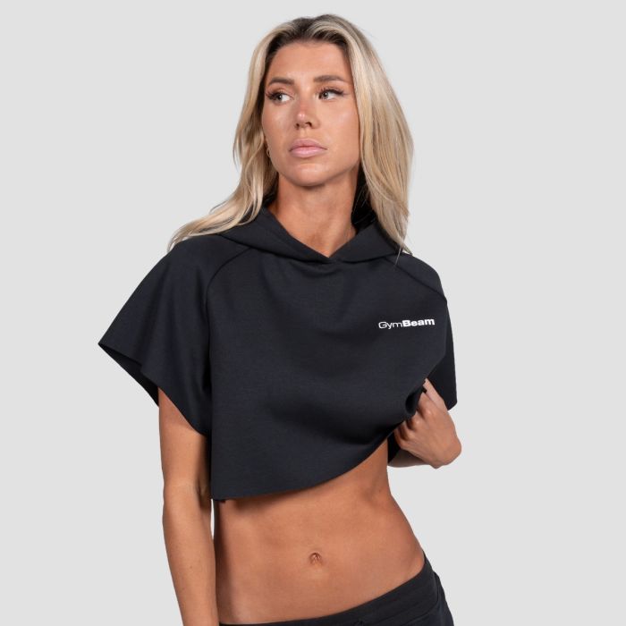 Women‘s Relay Cropped Hoodie Black - GymBeam L