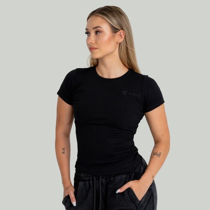 T-Shirt für Frauen Ribbed Tee in Black - STRIX M