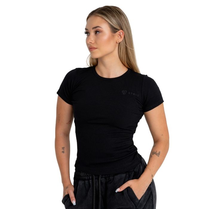 T-Shirt für Frauen Ribbed Tee in Black - STRIX M
