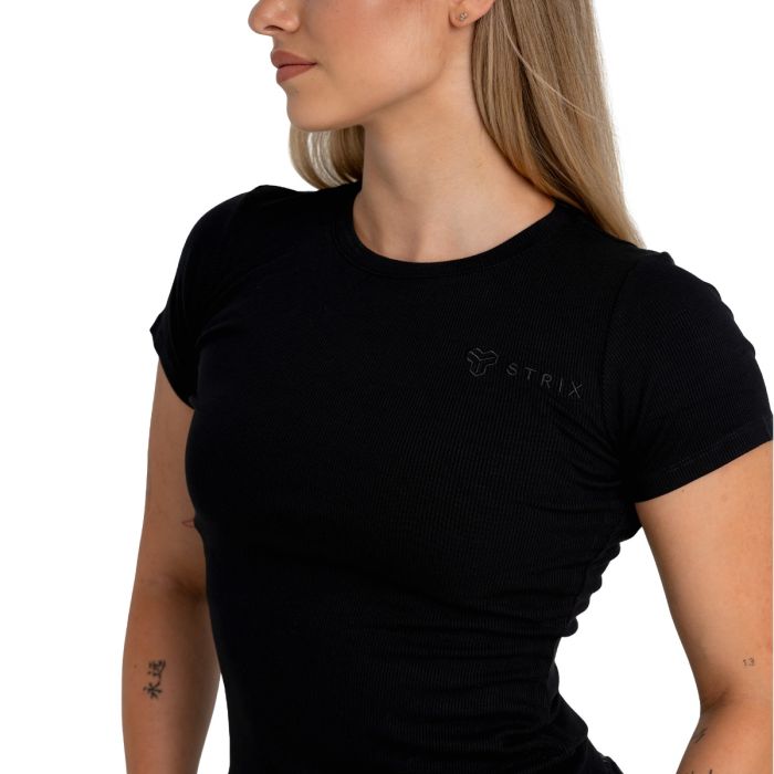 T-Shirt für Frauen Ribbed Tee in Black - STRIX M