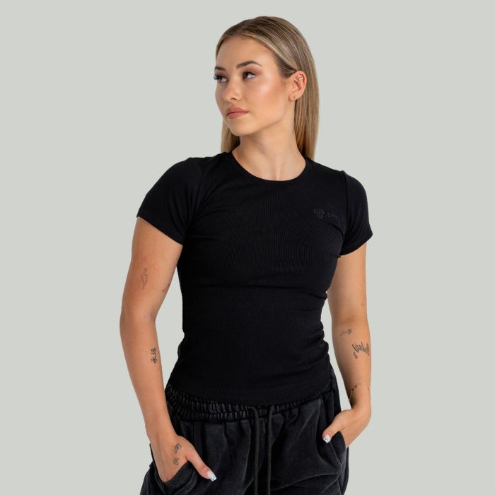 T-Shirt für Frauen Ribbed Tee in Black - STRIX M