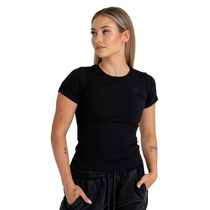T-Shirt für Frauen Ribbed Tee in Black - STRIX M