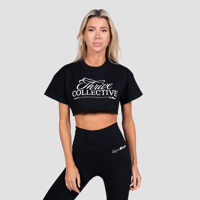 Thrive Cropped T-Shirt für Frauen in Black - GymBeam L