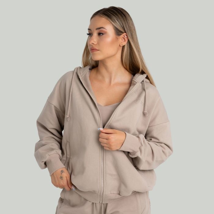 Hoodie für Frauen mit Reißverschluss in Taupe - STRIX XL