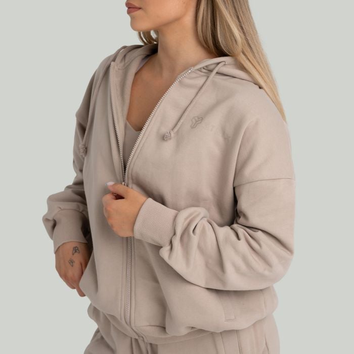 Hoodie für Frauen mit Reißverschluss in Taupe - STRIX XL