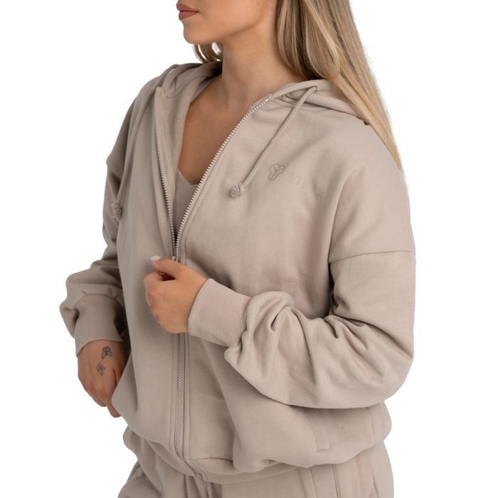 Hoodie für Frauen mit Reißverschluss in Taupe - STRIX XL