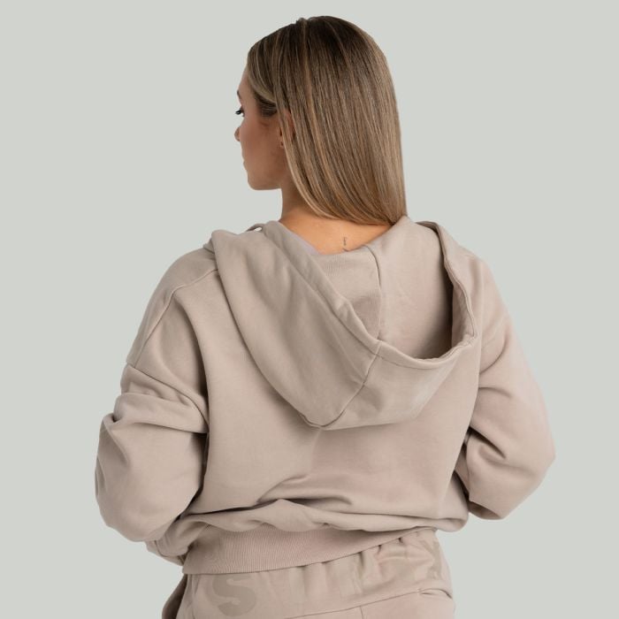 Hoodie für Frauen mit Reißverschluss in Taupe - STRIX XL