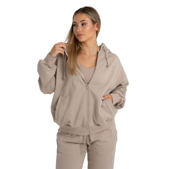 Hoodie für Frauen mit Reißverschluss in Taupe - STRIX XL