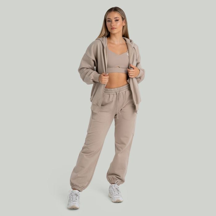 Hoodie für Frauen mit Reißverschluss in Taupe - STRIX XL
