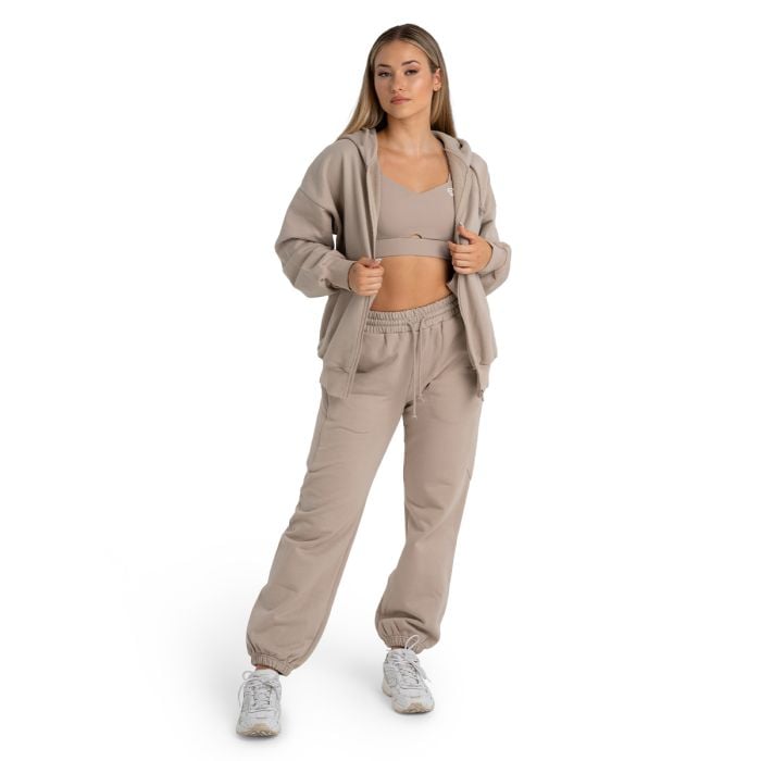 Hoodie für Frauen mit Reißverschluss in Taupe - STRIX XL