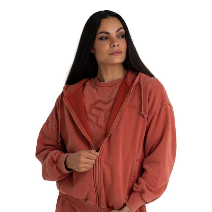 Hoodie für Frauen mit Reißverschluss in Washed Terra - STRIX L