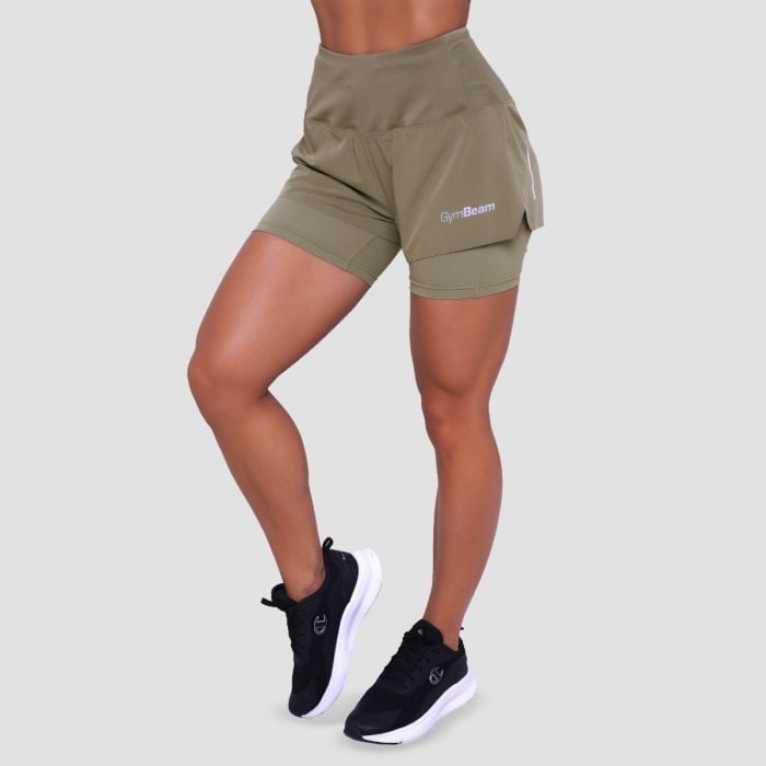 Pulse 2in1-Laufshorts für Frauen in Vetiver – GymBeam XL