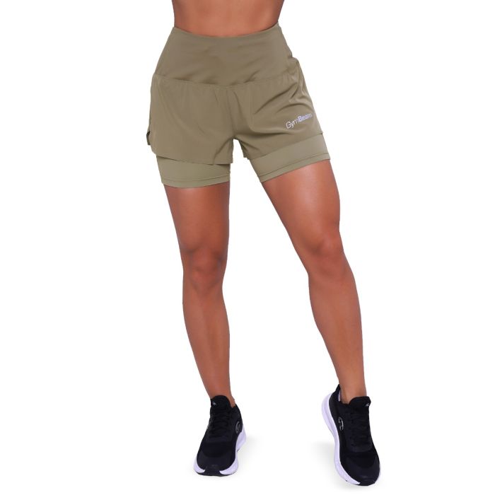 Pulse 2in1-Laufshorts für Frauen in Vetiver – GymBeam XL