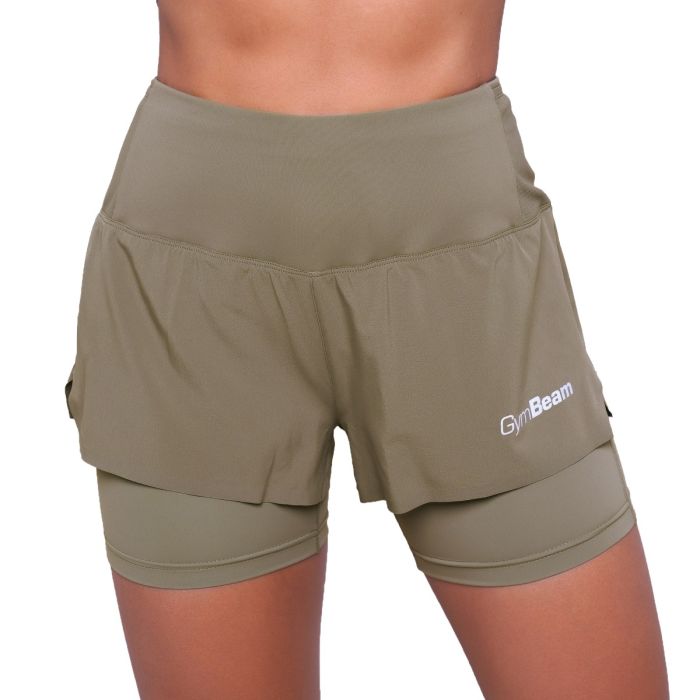 Pulse 2in1-Laufshorts für Frauen in Vetiver – GymBeam XL