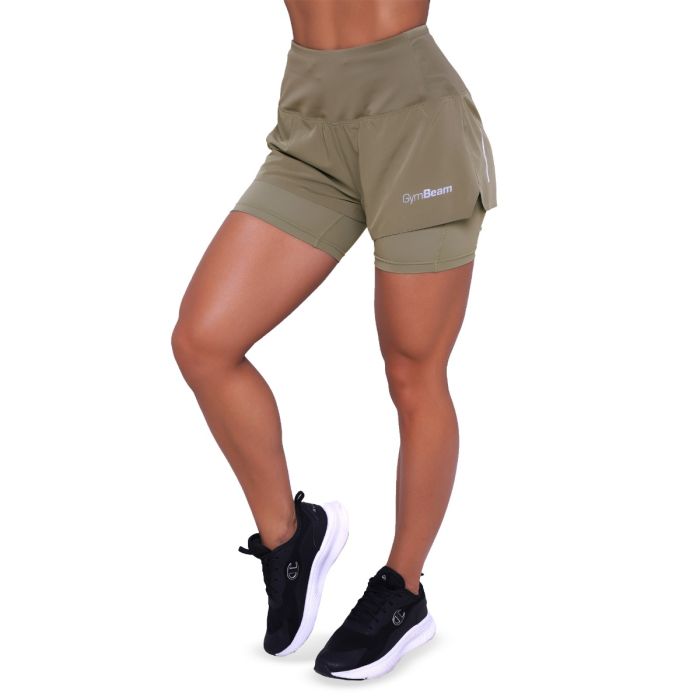 Pulse 2in1-Laufshorts für Frauen in Vetiver – GymBeam XL