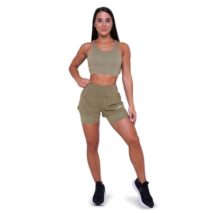 Pulse 2in1-Laufshorts für Frauen in Vetiver – GymBeam XL
