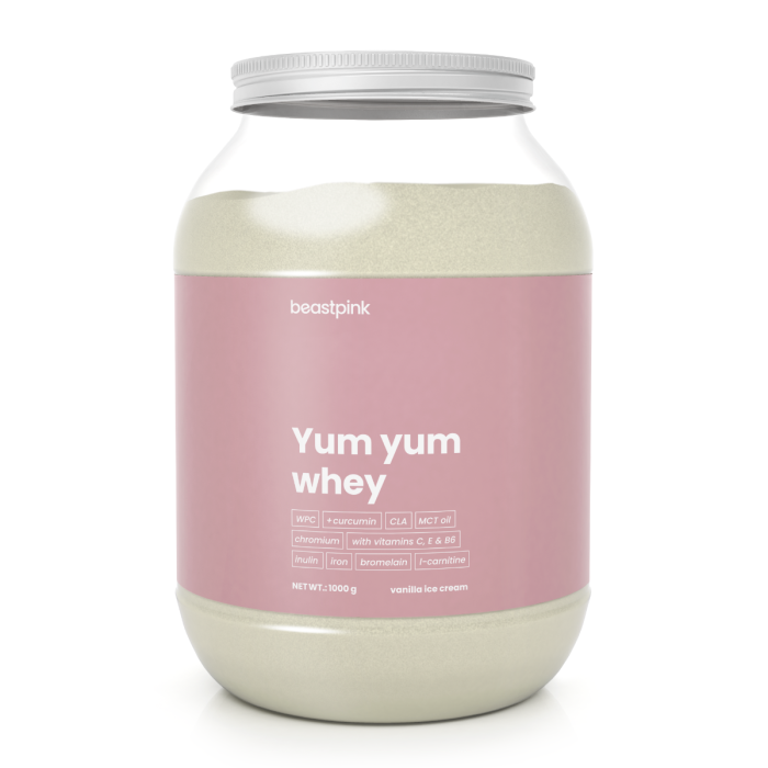 Yum Yum Whey - BeastPink + Geschenke 1000 g - Vanilleeis