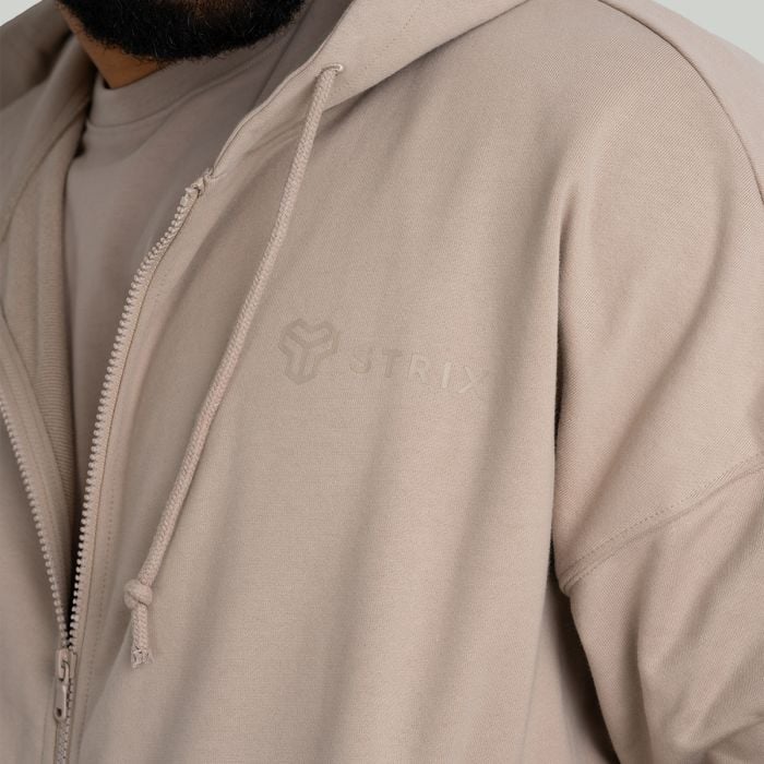 Hoodie mit Reißverschluss in Taupe - STRIX XXL