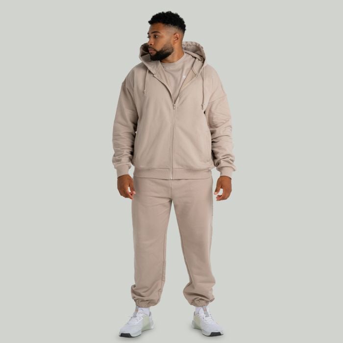 Hoodie mit Reißverschluss in Taupe - STRIX XXL
