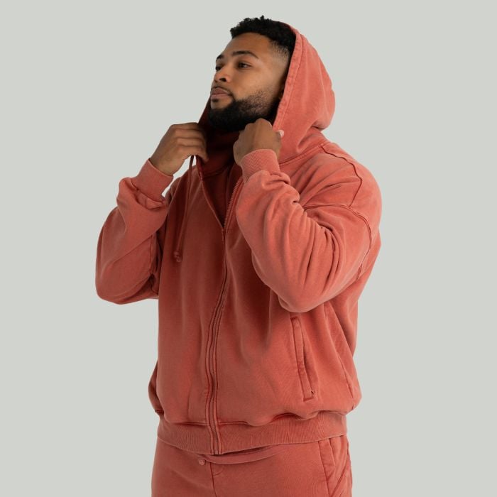 Hoodie mit Reißverschluss in Washed Terra - STRIX XXL