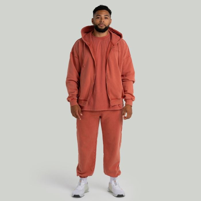 Hoodie mit Reißverschluss in Washed Terra - STRIX XXL