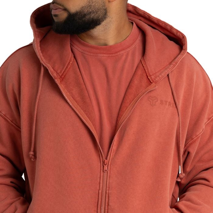 Hoodie mit Reißverschluss in Washed Terra - STRIX XXL