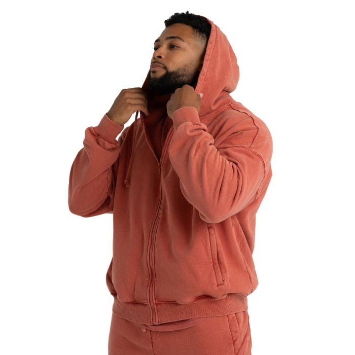 Hoodie mit Reißverschluss in Washed Terra - STRIX XXL