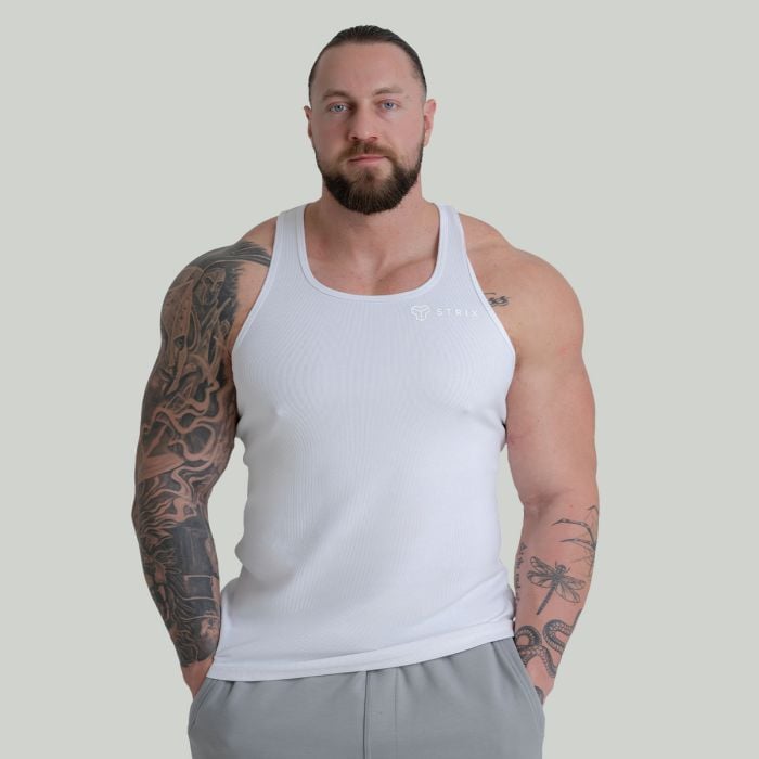 Tank Top Ribbed in White - STRIX XXL