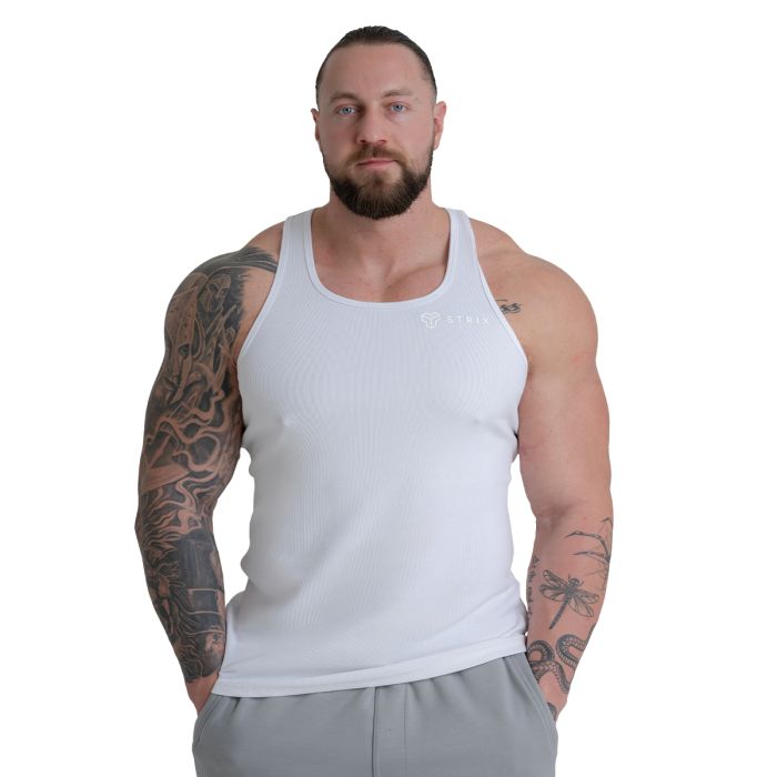 Tank Top Ribbed in White - STRIX XXL
