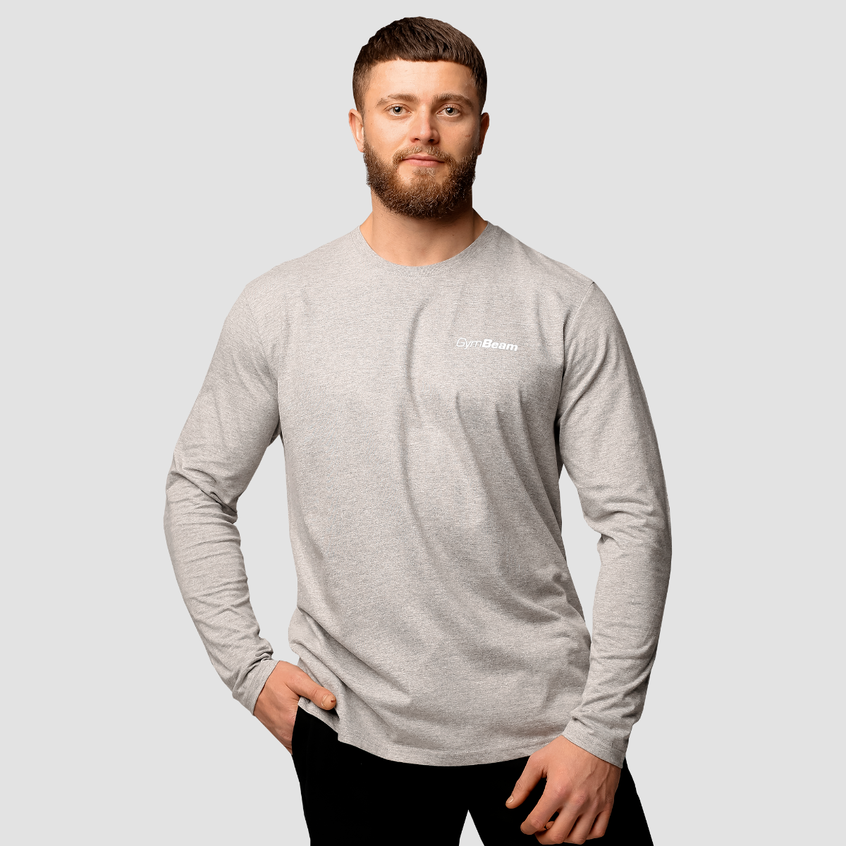 Basic Langarm T-Shirt für Männer in Grey - GymBeam