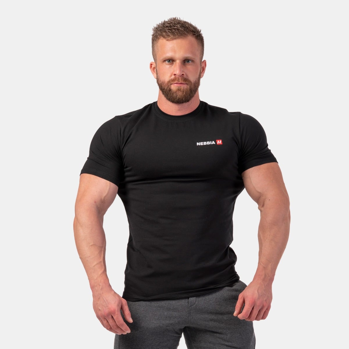 Herren Minimalist Logo T-Shirt Black - NEBBIA