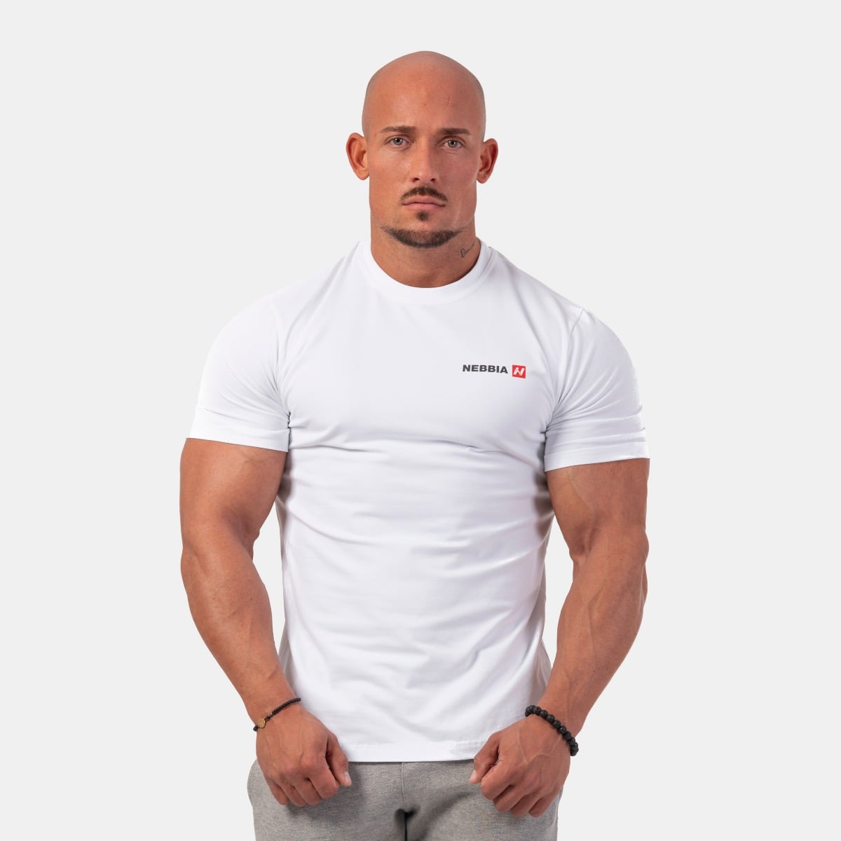 Herren Minimalist Logo T-Shirt White - NEBBIA