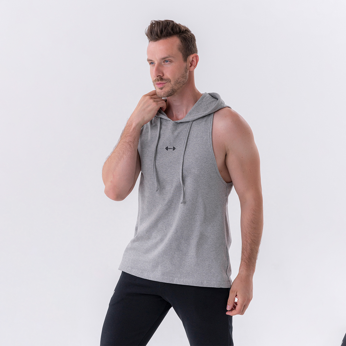 Men‘s Tank Top Hoodie Light Grey - NEBBIA