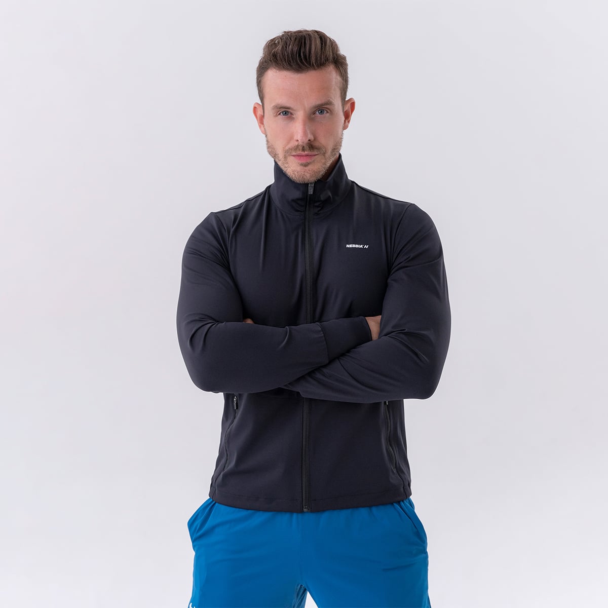 Men‘s Zipper Jacket Control Black - NEBBIA