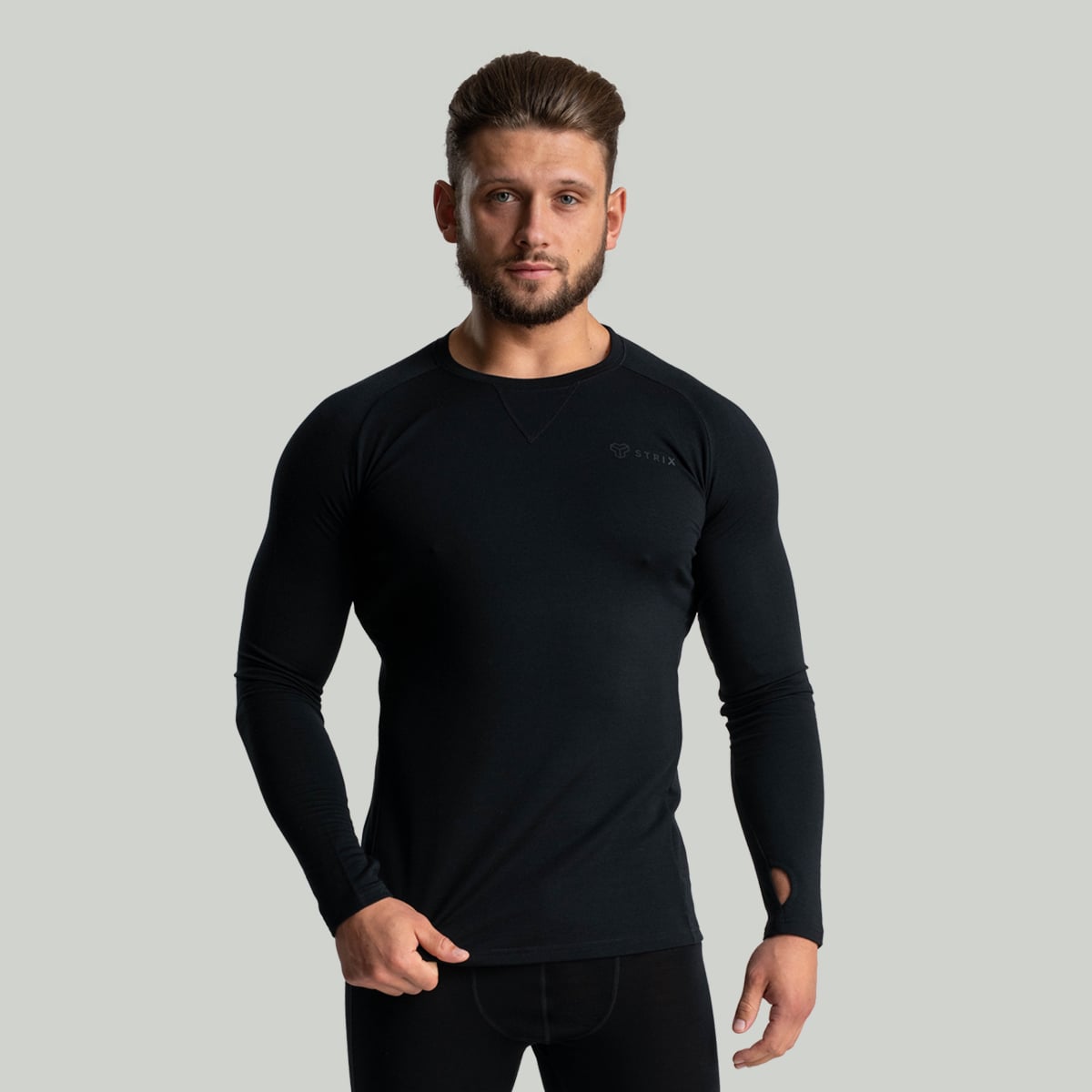 MERINO I Langarm T-Shirt in Black - STRIX