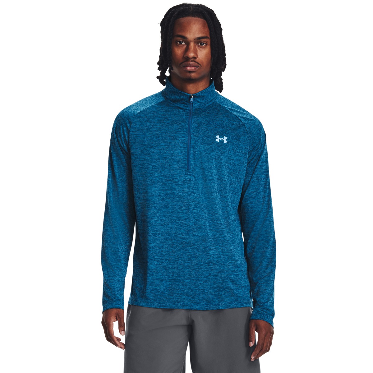 Mens T-shirt Tech 2.0 1/2 Zip Blue - Under Armour